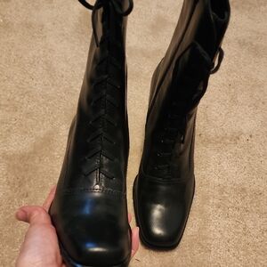 Franco Sarto Black Lace Up Boots Timeless Design